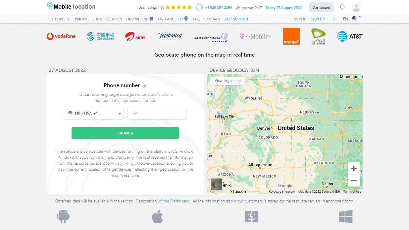 Mobile-Locator: Locate someone else online by phone number